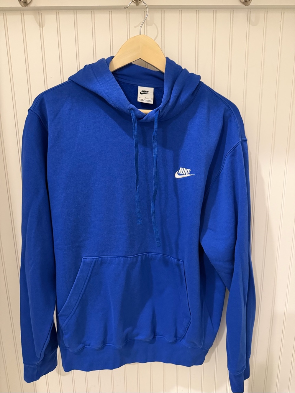 Nike Royal Blue Men's Pullover Hoodie with White Logo